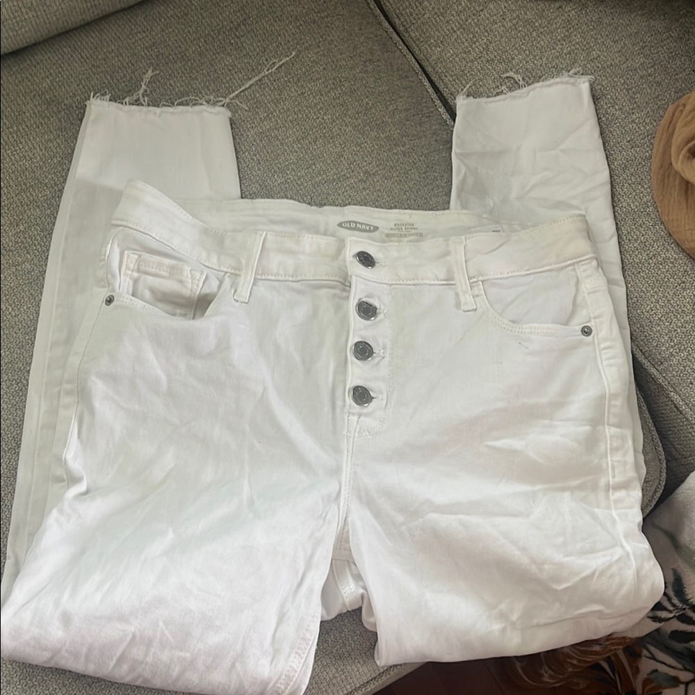 Old Navy High Rise White Button-Fly Jeans